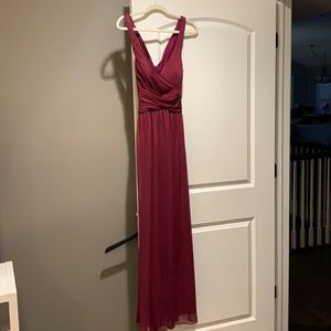David’s bridal bridesmaid dress in color sangria. Only worn once. Unaltered